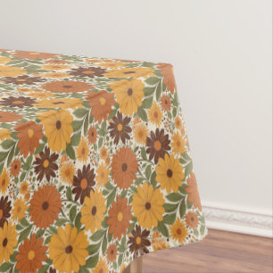 Retro-Blumenmuster im Stil der 70er Tischdecke