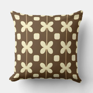 Retro-Blumenmuster in Braun und Beige Kissen