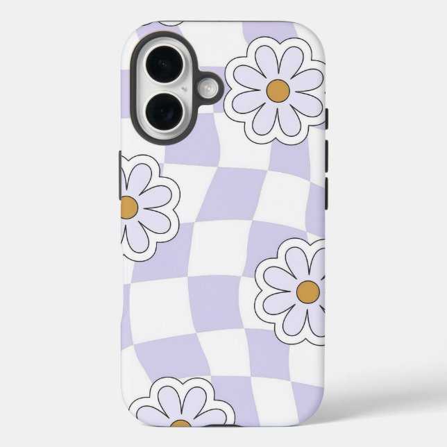 Retro-Blumenmuster iPhone 16 Hülle (Rückseite)
