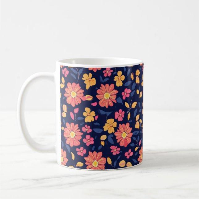 Retro-Blumenmuster Kaffeetasse (Links)