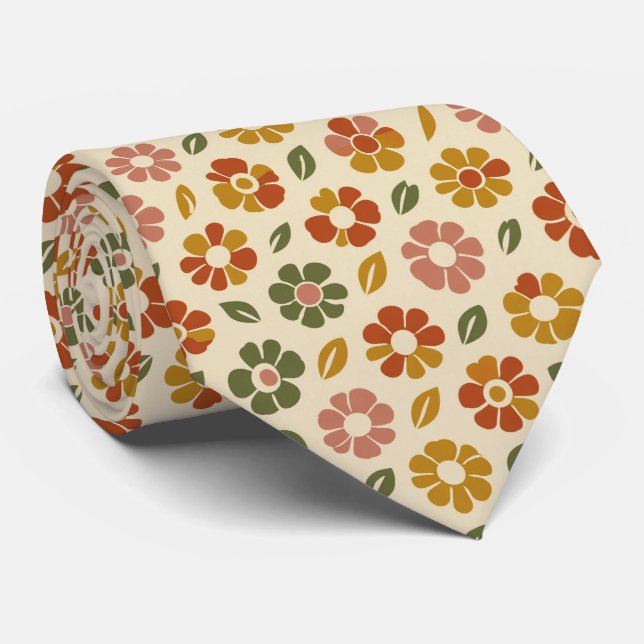 Retro-Blumenmuster Krawatte (Gerollt)