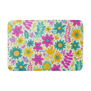 Retro-Blumenmuster Lebendige Bunte Gänseblümchen-B Badematte
