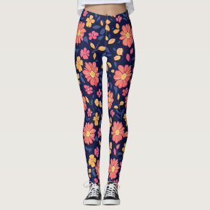 Retro-Blumenmuster Leggings