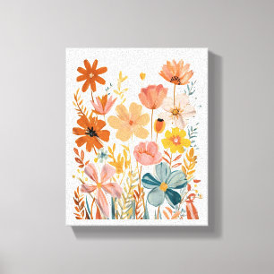 Retro-Blumenmuster Leinwanddruck
