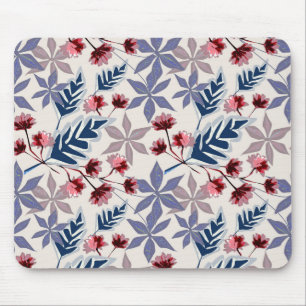 Retro-Blumenmuster mit rosa, bordeauxfarbenen Blum Mousepad