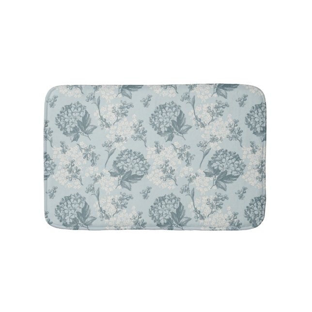 Retro Blumenmuster mit Viburnum-Blumen Badematte (Vorderseite)