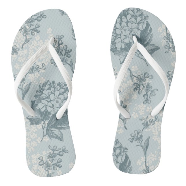 Retro Blumenmuster mit Viburnum-Blumen Flip Flops (Fußbett)