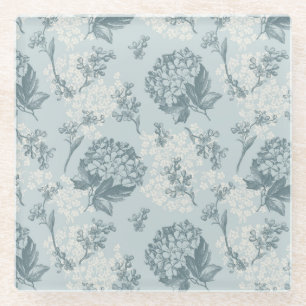 Retro Blumenmuster mit Viburnum-Blumen Glasuntersetzer