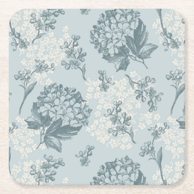 Retro Blumenmuster mit Viburnum-Blumen Rechteckiger Pappuntersetzer (Vorderseite)