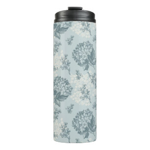 Retro Blumenmuster mit Viburnum-Blumen Thermosbecher