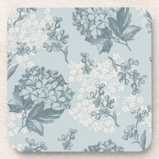 Retro Blumenmuster mit Viburnum-Blumen Untersetzer (Vorderseite)