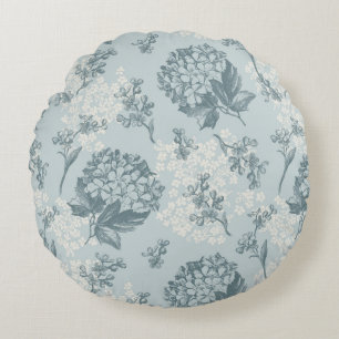 Retro-Blumenmuster mit Viburnum-Blüten Rundes Kissen