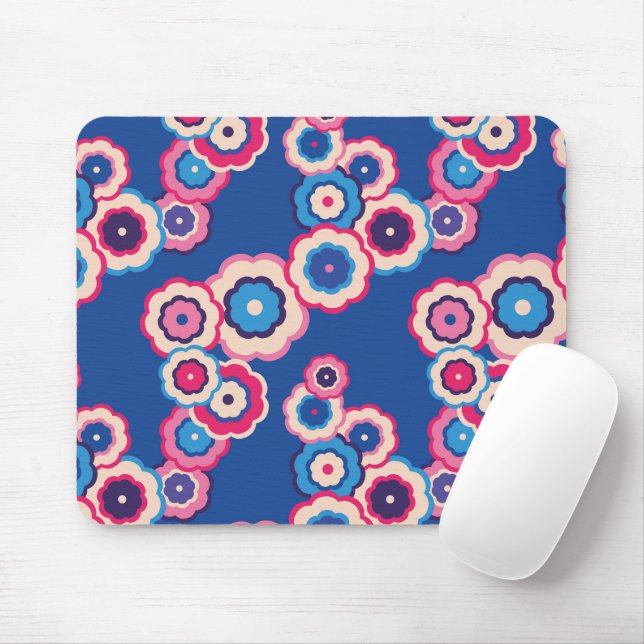 Retro-Blumenmuster Mousepad (Mit Mouse)