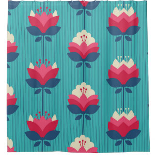 Retro-Blumenmuster nahtlos. Duschvorhang