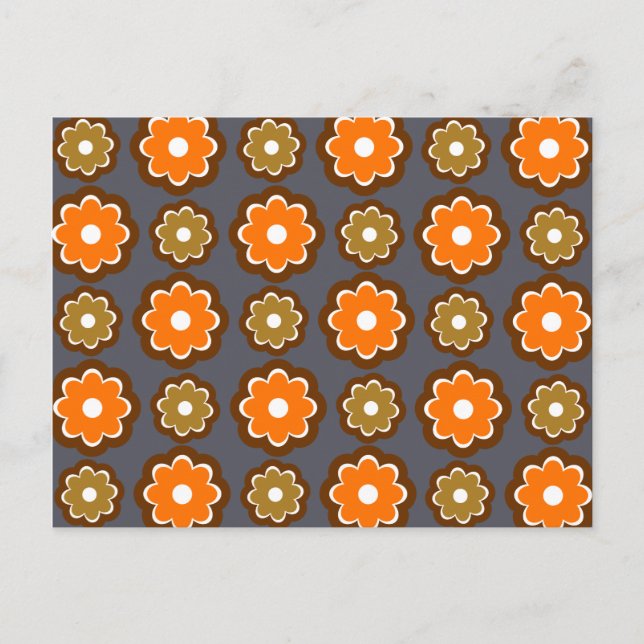 Retro-Blumenmuster Postkarte (Vorderseite)