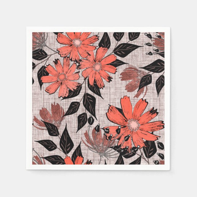 Retro Blumenmuster. Serviette (Vorderseite)