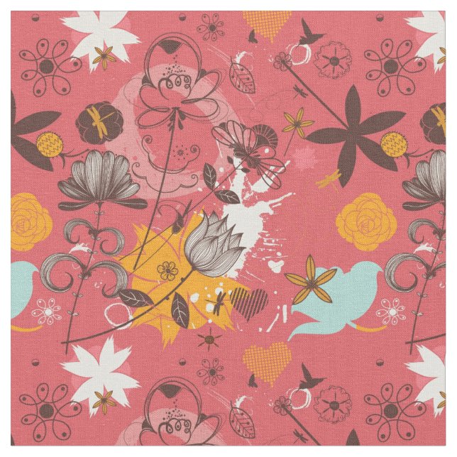 Retro Blumenmuster Stoff (Nahaufnahme)