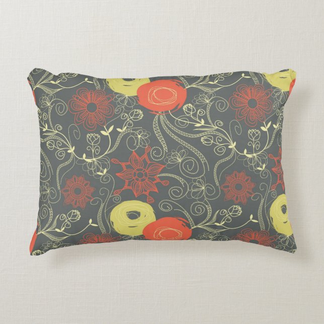 Retro Blumenmuster Zierkissen (Vorderseite)