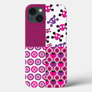 Retro Blumenschädel-Polkapunkt Case-Mate iPhone Hülle
