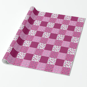 Retro Blumenschädel-Polkapunkt Geschenkpapier