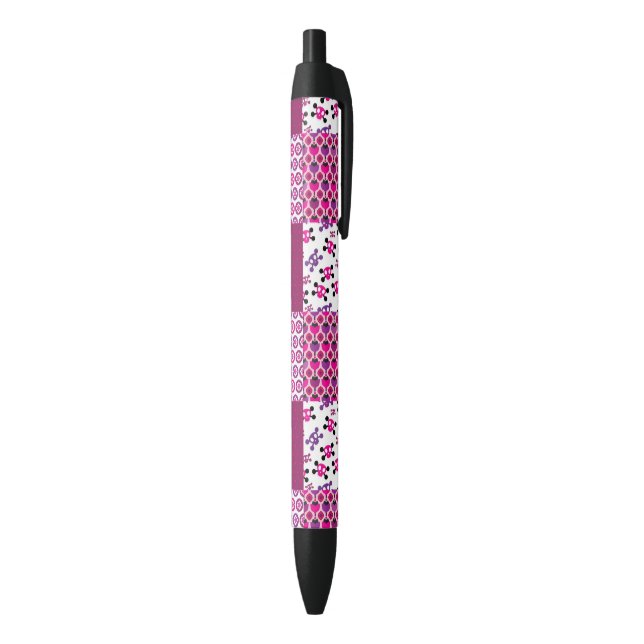 Retro Blumenschädel-Polkapunkt Kugelschreiber (Unterseite (Vertikal))