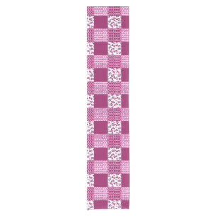 Retro Blumenschädel-Polkapunkt Kurzer Tischläufer