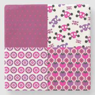 Retro Blumenschädel-Polkapunkt Steinuntersetzer