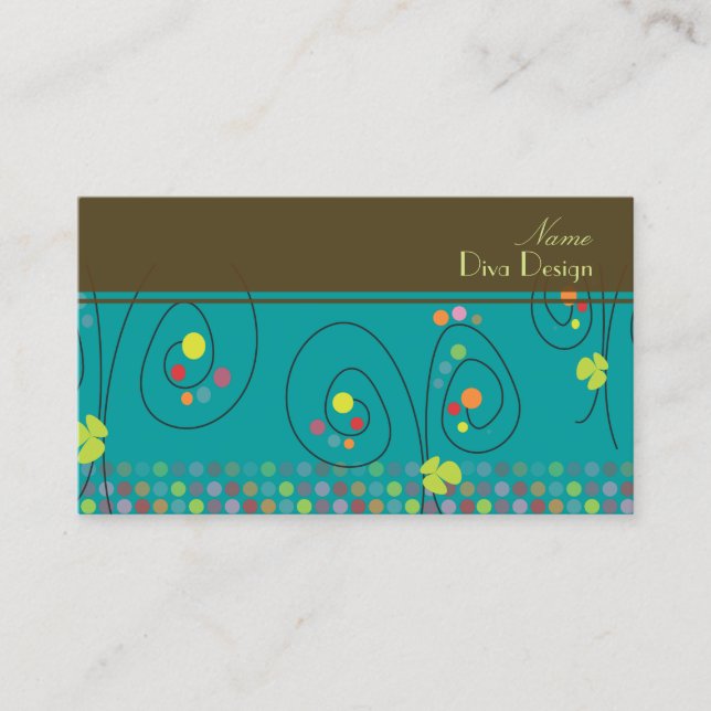 Retro Blumenstrauß mit Polka dots BusinessCard Visitenkarte (Vorderseite)