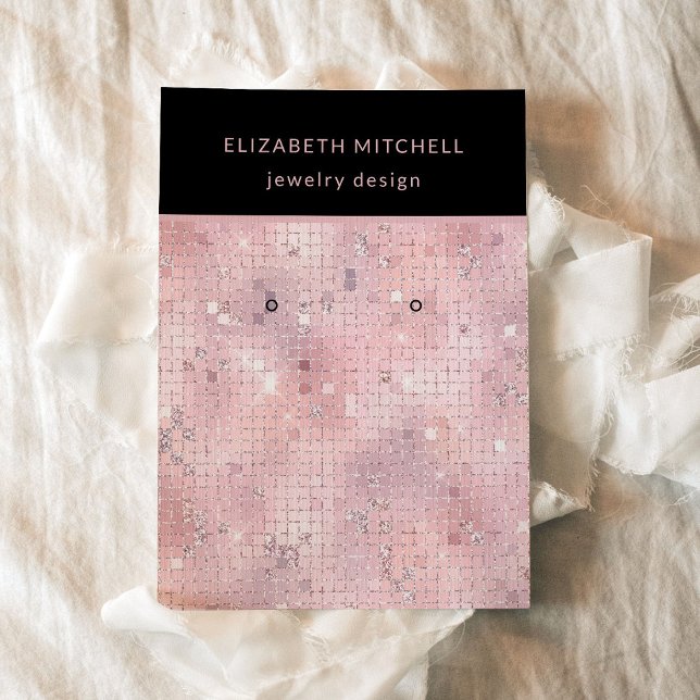 Retro Blush Pink Disco Glam | Earring Display Card Visitenkarte (A retro, pink disco look makes these earring display cards totally up to the moment and glam)