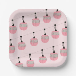 Retro Blush Pink Skilift Skilifte Skilaufen Pappteller