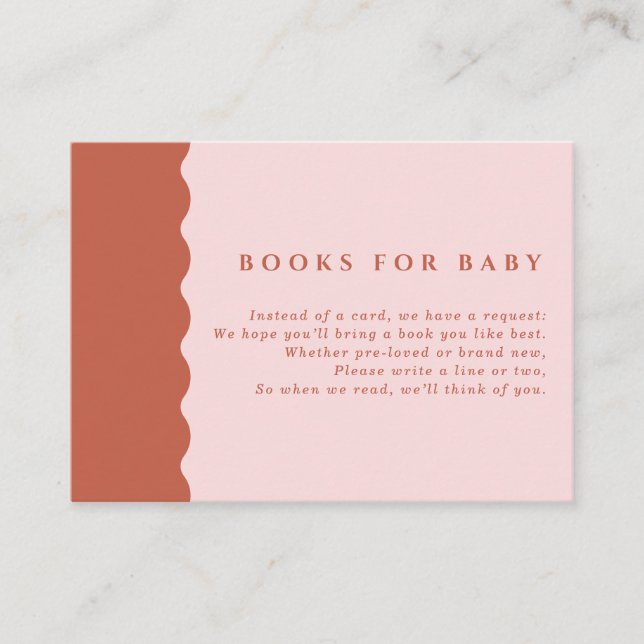 Retro Blush & Terracotta Waves Bücher für Baby Begleitkarte (Vorderseite)
