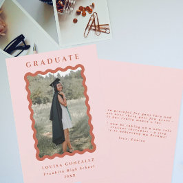 Retro Blush & Terracotta Waves Photo Graduation Ankündigung