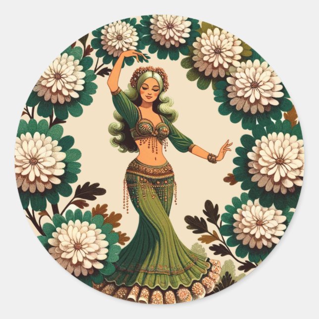 Retro Bly Dancer Runder Aufkleber (Vorderseite)