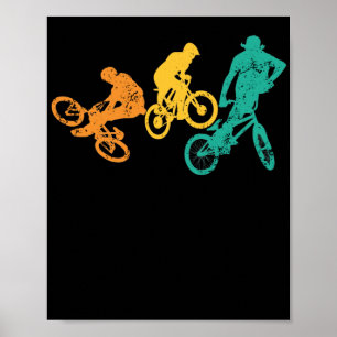 Retro BMX Racing Tricks Stunts Poster