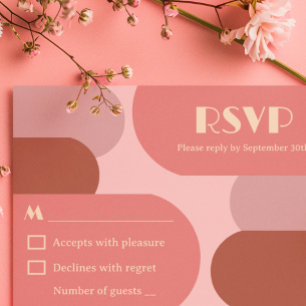 Retro Bögen Korallenrosa Hochzeit RSVP Karte