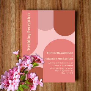Retro Bögen Korallenrosa Hochzeitsempfang Einladung