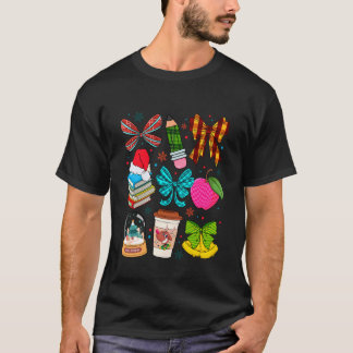 Retro-Bogen-Lehrer-Weihnachten-Buffalo-Karo-Weihna T-Shirt
