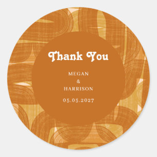 Retro-Bögen und -Linien, gelb, klassisch R Runder Aufkleber