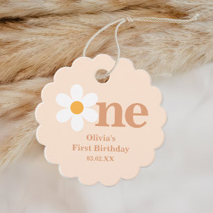 Retro Bohemisch One Daisy Erster Geburtstag Geschenkanhänger