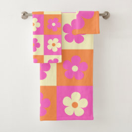 Retro Bohemisches Blumenmuster Badhandtuch Set