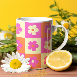 Retro Bohemisches Blumenmuster Zweifarbige Tasse