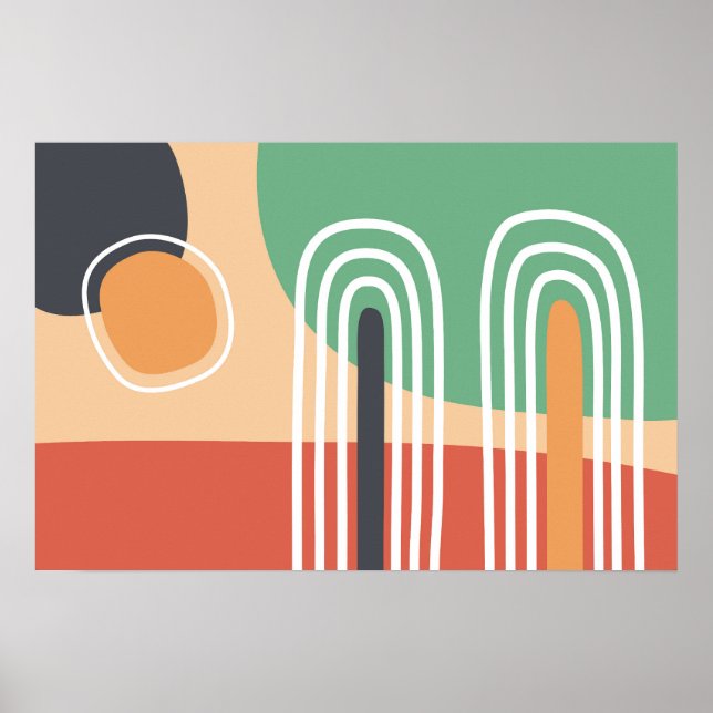 Retro-böhmische abstrakte Linienkunst Poster (Vorne)