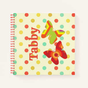 Retro boho 70er Streifen Polka Dot Schmetterlingor Notizbuch