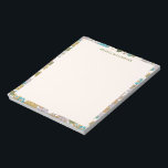 Retro Boho Aquamarin Brown Floral Niedlich Baby Du Notizblock<br><div class="desc">Retro Boho Aquamarin Brown Floral Niedlich Baby Dusche Personalisiert Name Notepad</div>