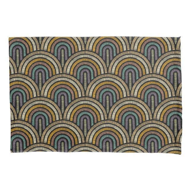 Retro Boho Arc Art Deco Pillow Case Kissenbezug (Vorderseite)