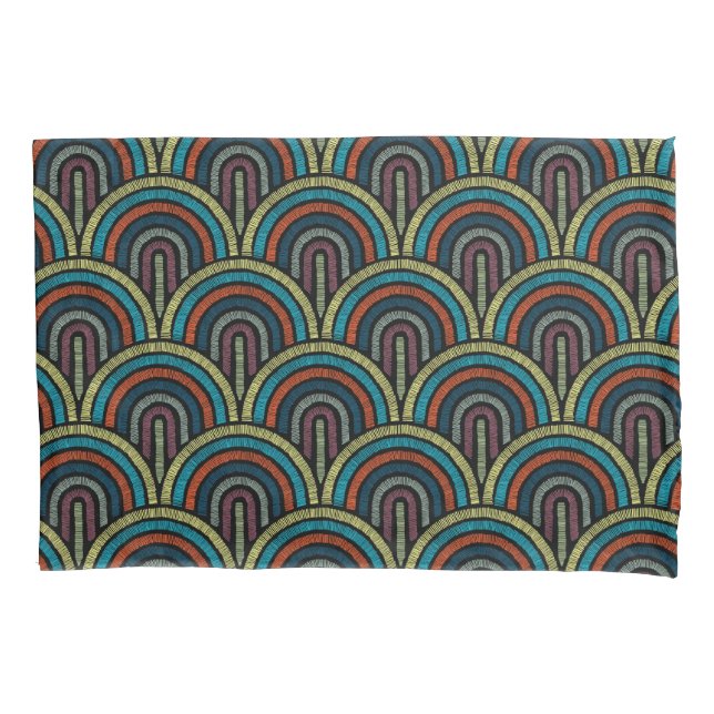 Retro Boho Arc Art Deco Pillow Case Kissenbezug (Vorderseite)