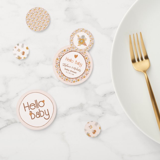 Retro Boho Babydusche Hallo Baby Party Dekoration Konfetti (Gruppe)