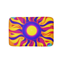 Retro-Boho-Badezimmerteppich Trippy Sonnenstrahl H