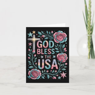 Retro Boho Bloral God segne die USA Christlichen 4 Karte