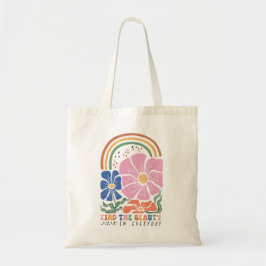 Retro Boho Bloral Rainbow Zitat Tragetasche